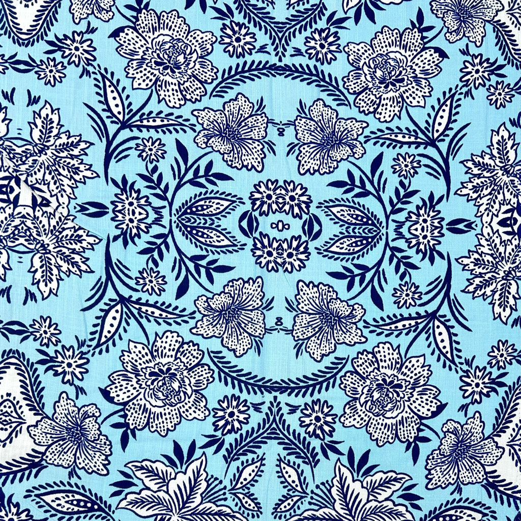 Blooming Vines Stretch Linen Mix Fabric
