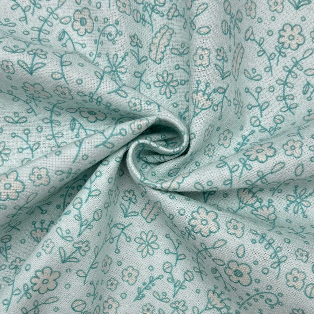 Sketchy Florals Brushed Cotton Blend Fabric