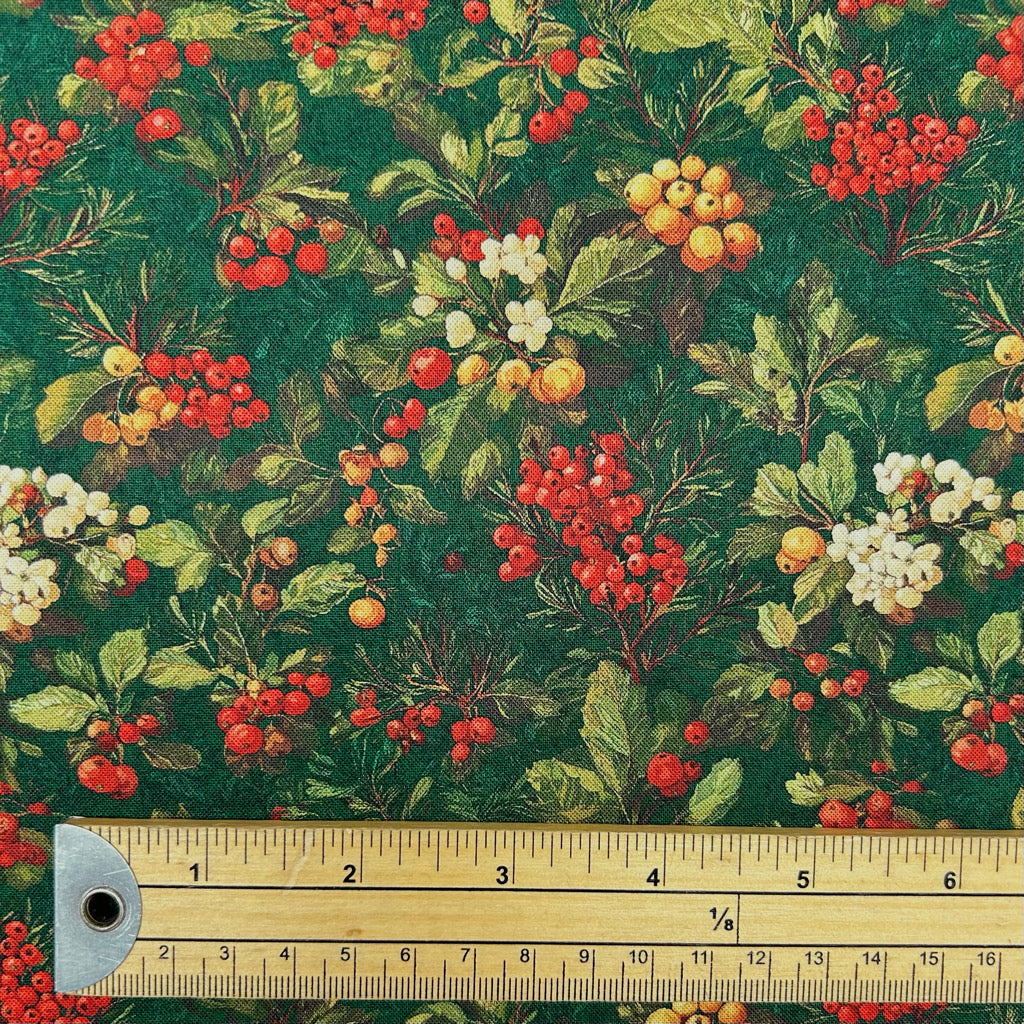 Woodland Berries Christmas Cotton Fabric