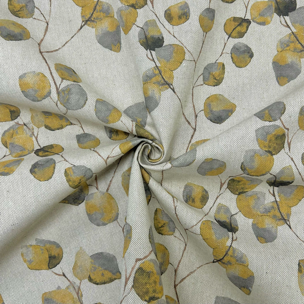 Watercolour Leaves Digital Linen Look Polycotton Fabric