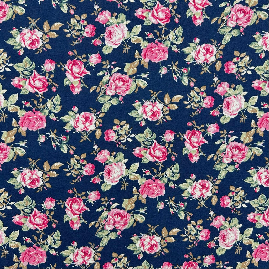 English Cottage Rose & Hubble Cotton Poplin Fabric