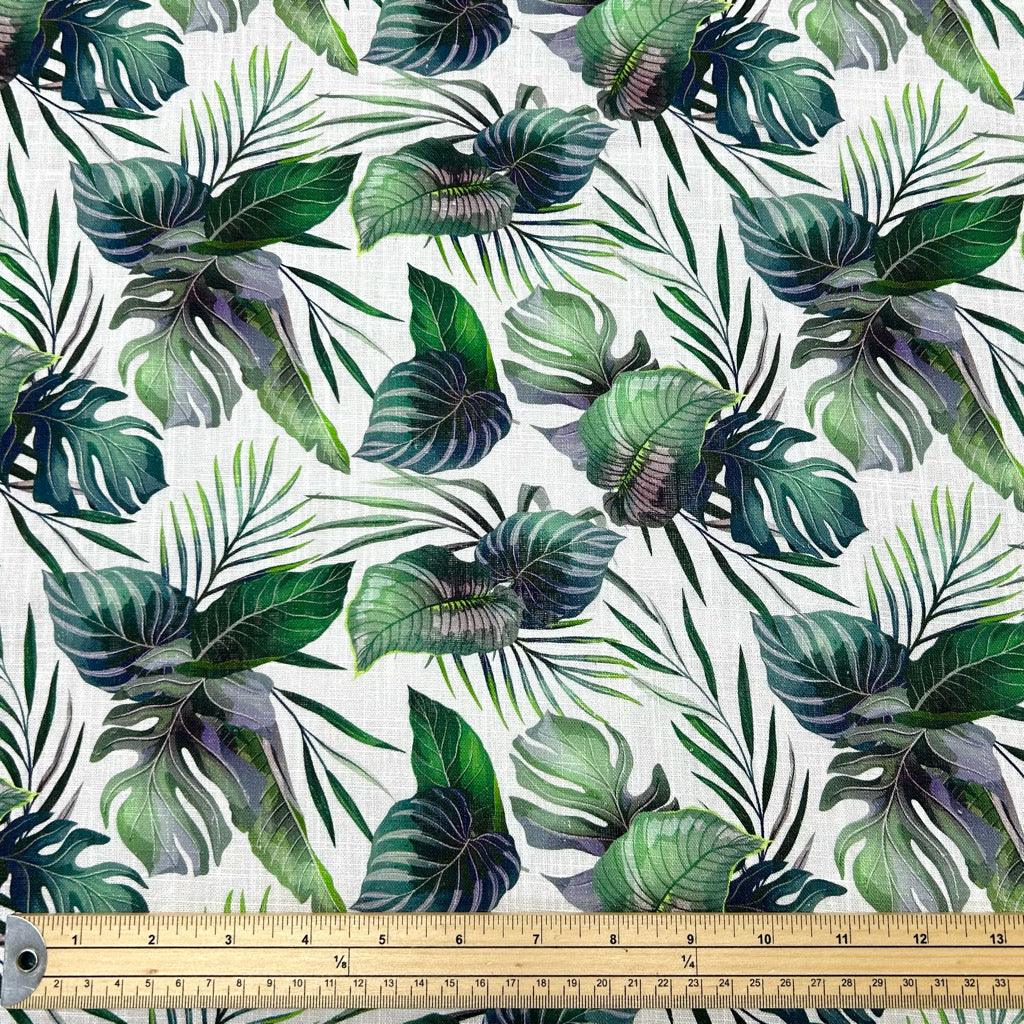 Jungle Leaves Linen Viscose Fabric - Pound Fabrics