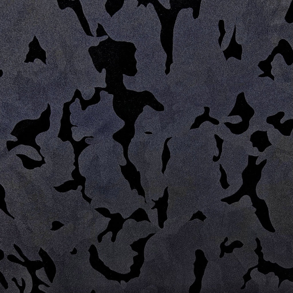 Inked Smoke on Grey Velvet Velour Fabric