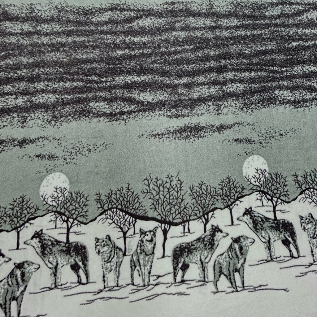 Midnight Wolf Anti Pill Polar Fleece Fabric