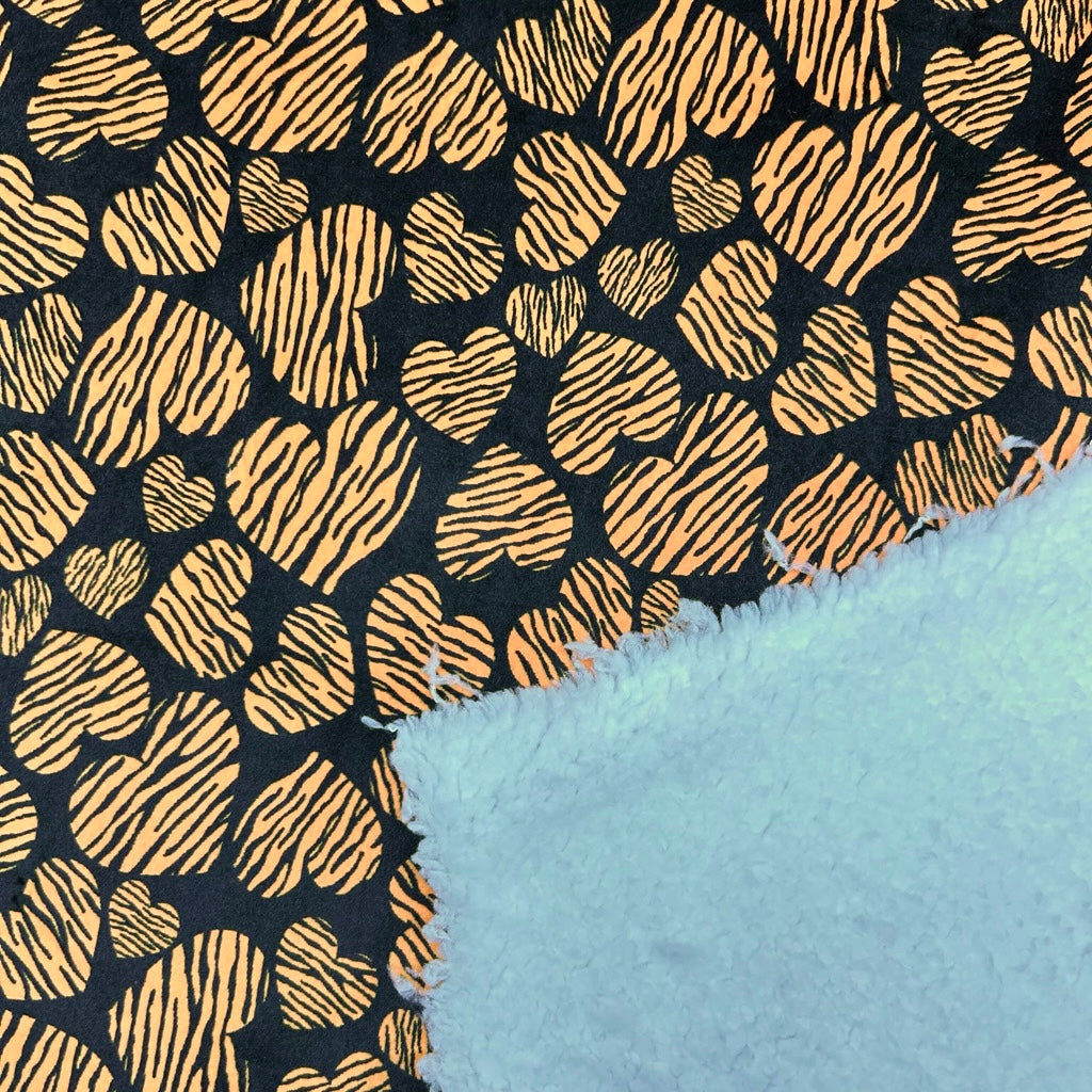 Animal Heart Sherpa Fur Backed Fleece Fabric
