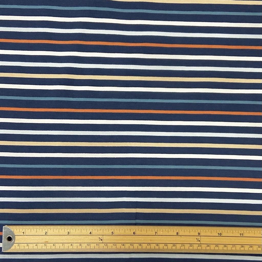 Multicolour Striped Cotton Jersey Fabric - Pound Fabrics