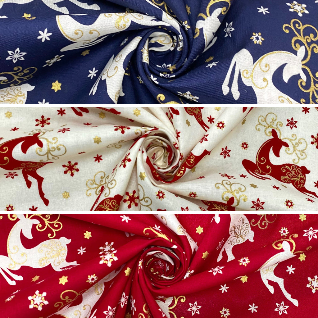 Christmas Reindeers Cotton Fabric