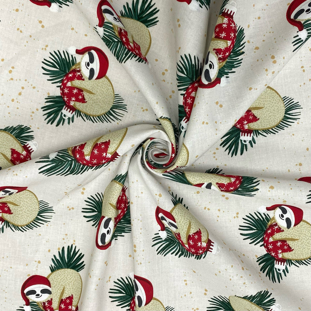 Christmas Sloths Cotton Fabric