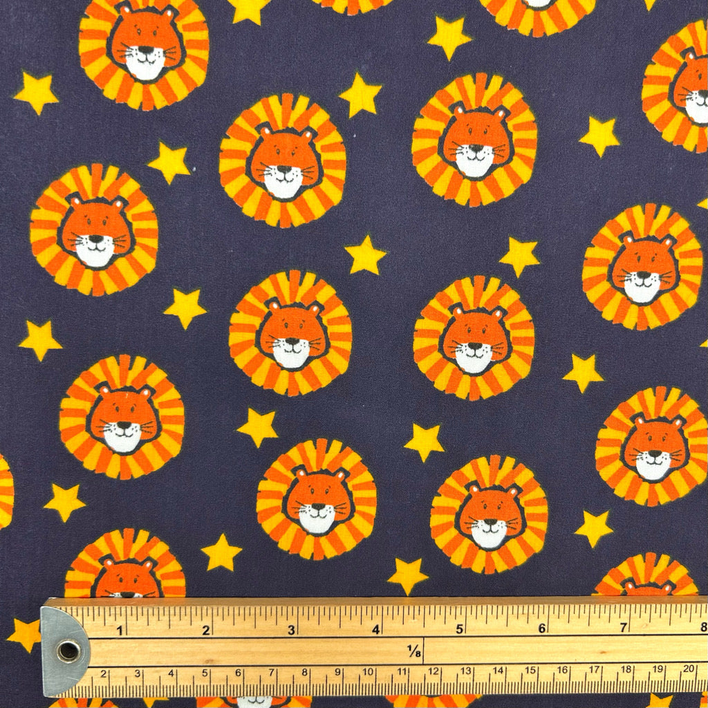 Lions and Stars Polycotton Fabric