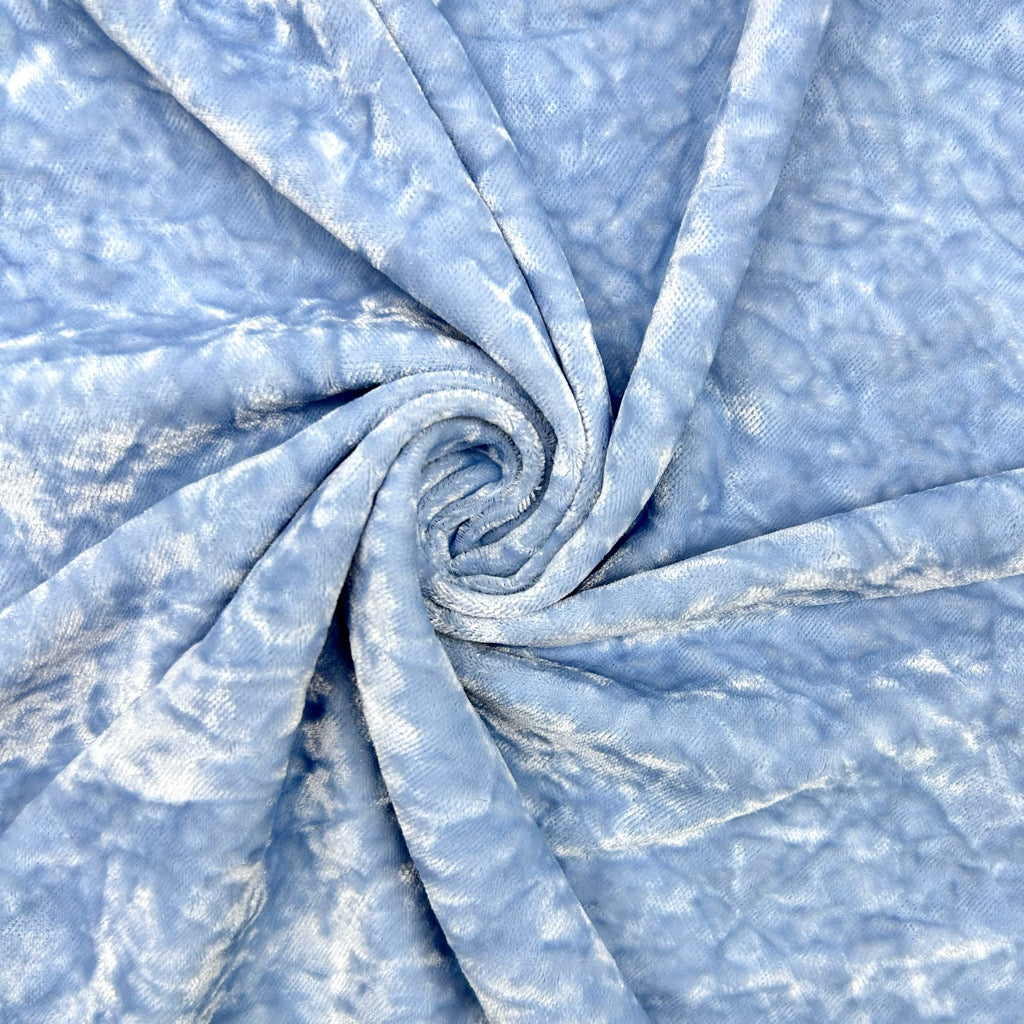 Sky Blue Crushed Velvet Fabric