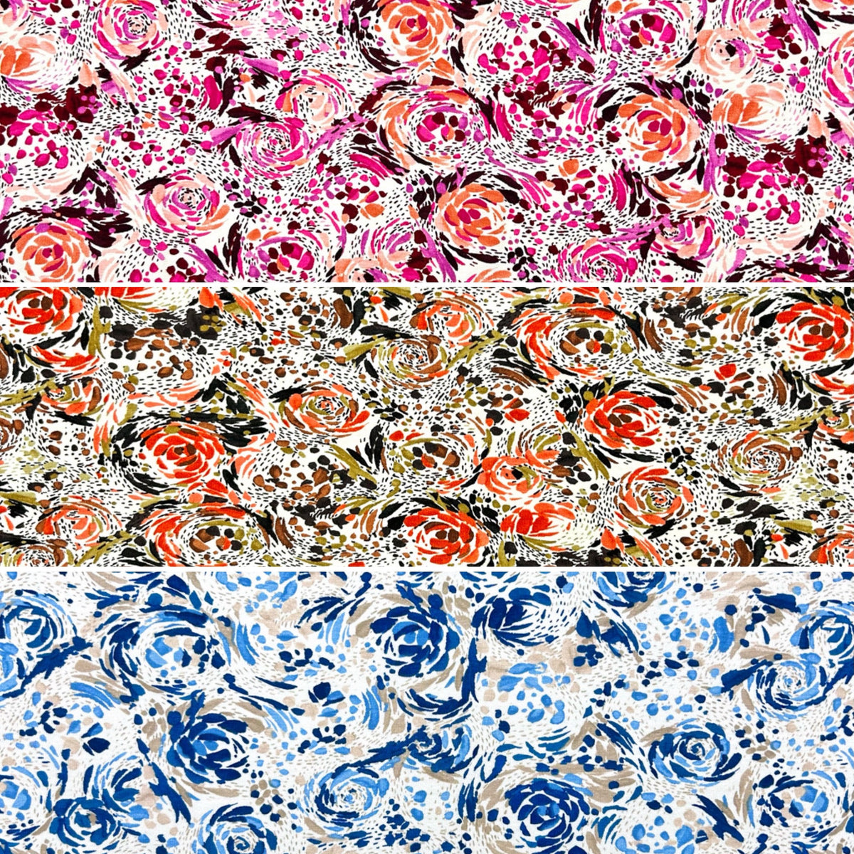 Painterly Blooms Viscose Jersey Fabric