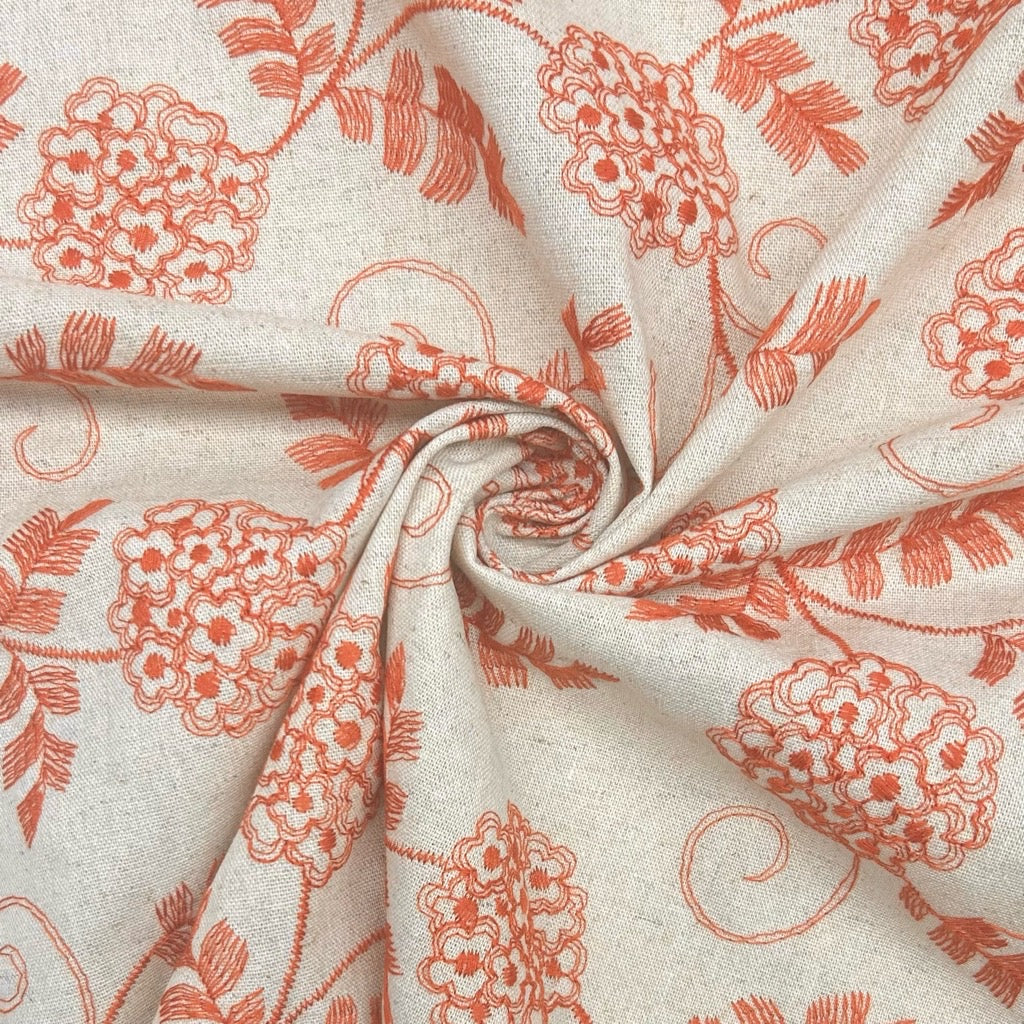 Floral Bliss Embroidered Linen Viscose Fabric