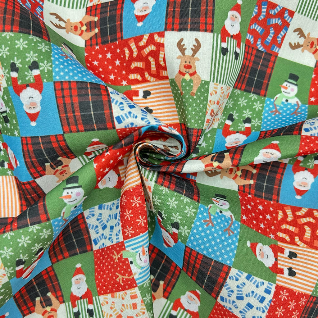 Festive Blocks Polycotton Fabric
