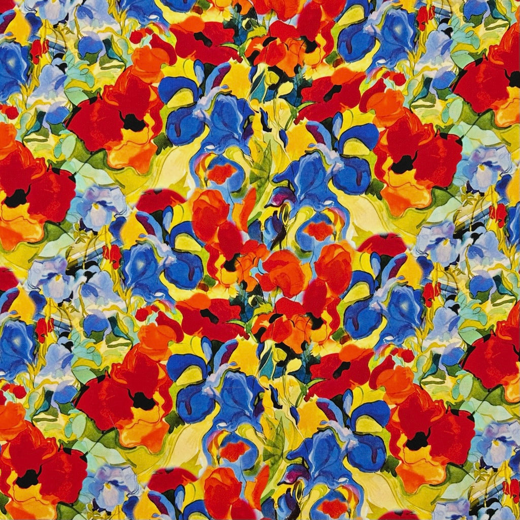 Floral Splash Viscose Satin Fabric
