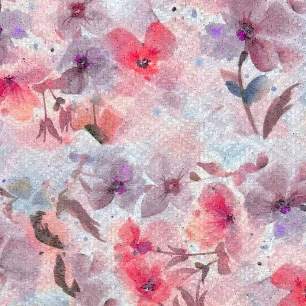 Vibrant Blooms Digital Embroidered Polycotton Fabric - Pound Fabrics