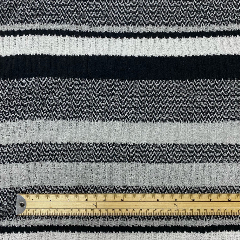 Black and Grey Striped Knit Fabric