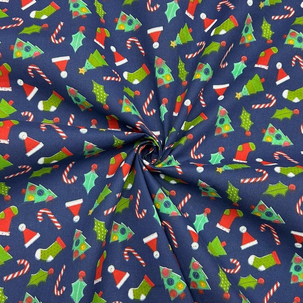 Crafty Christmas Polycotton Fabric - Pound Fabrics