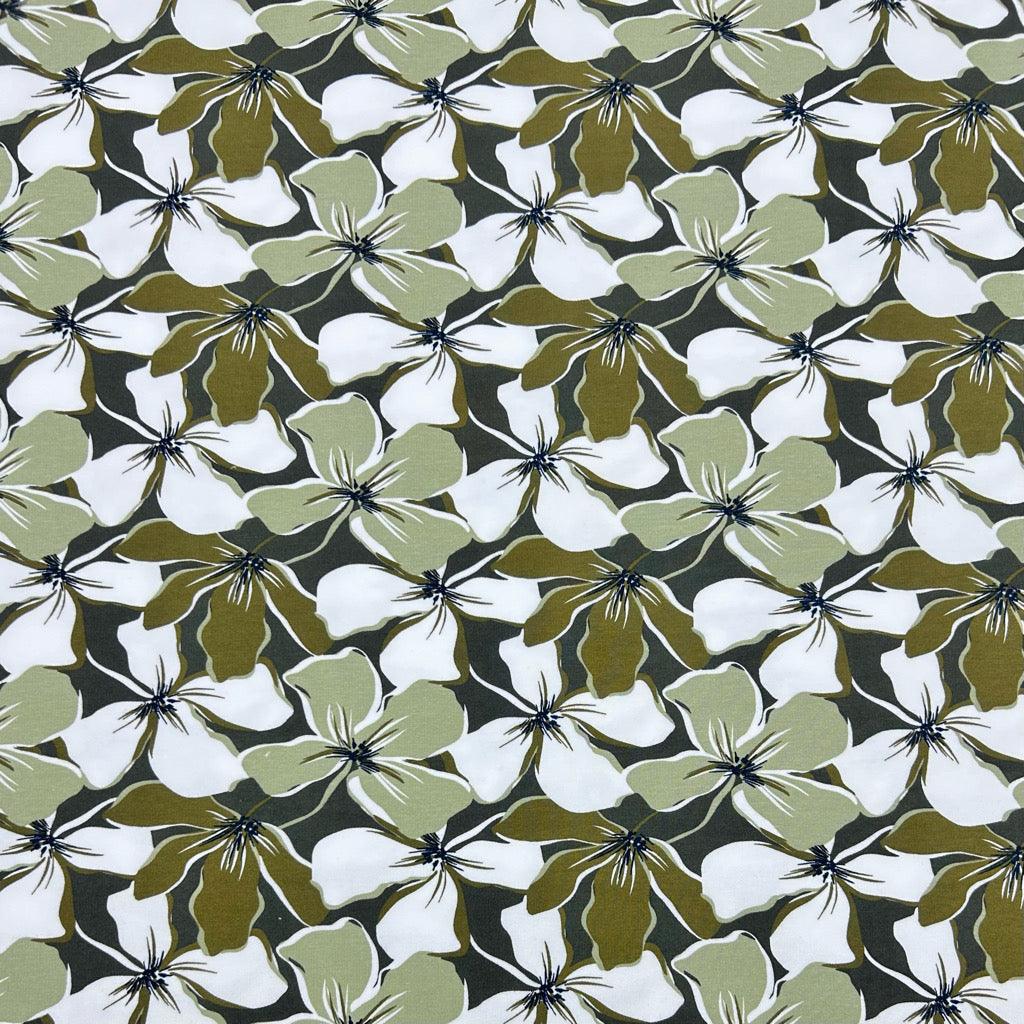 Olive Floral Sweatshirt Fabric - Pound Fabrics