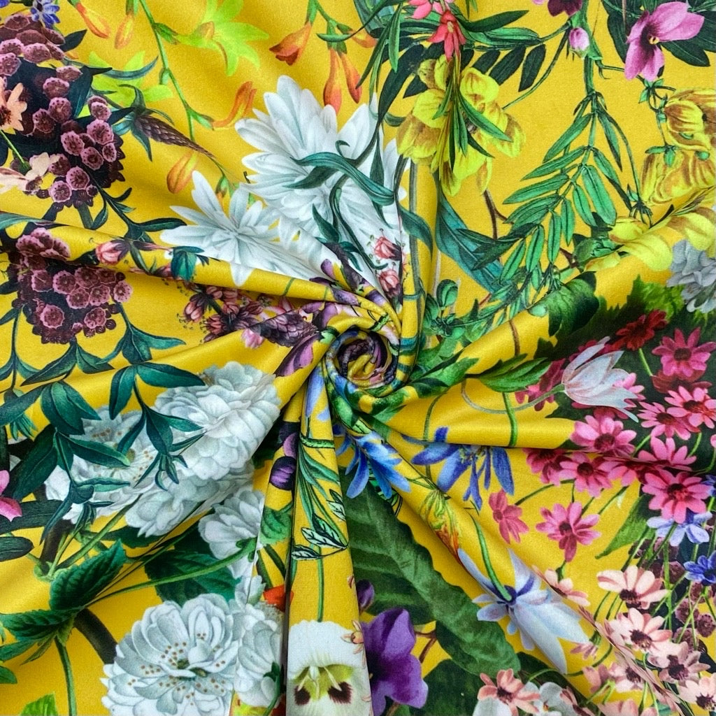 Summer Floral Digital Velvet Fabric