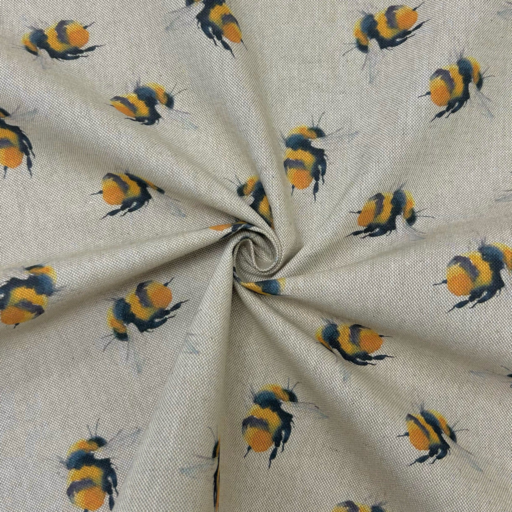 Bumblebees Digital Linen Look Polycotton Fabric