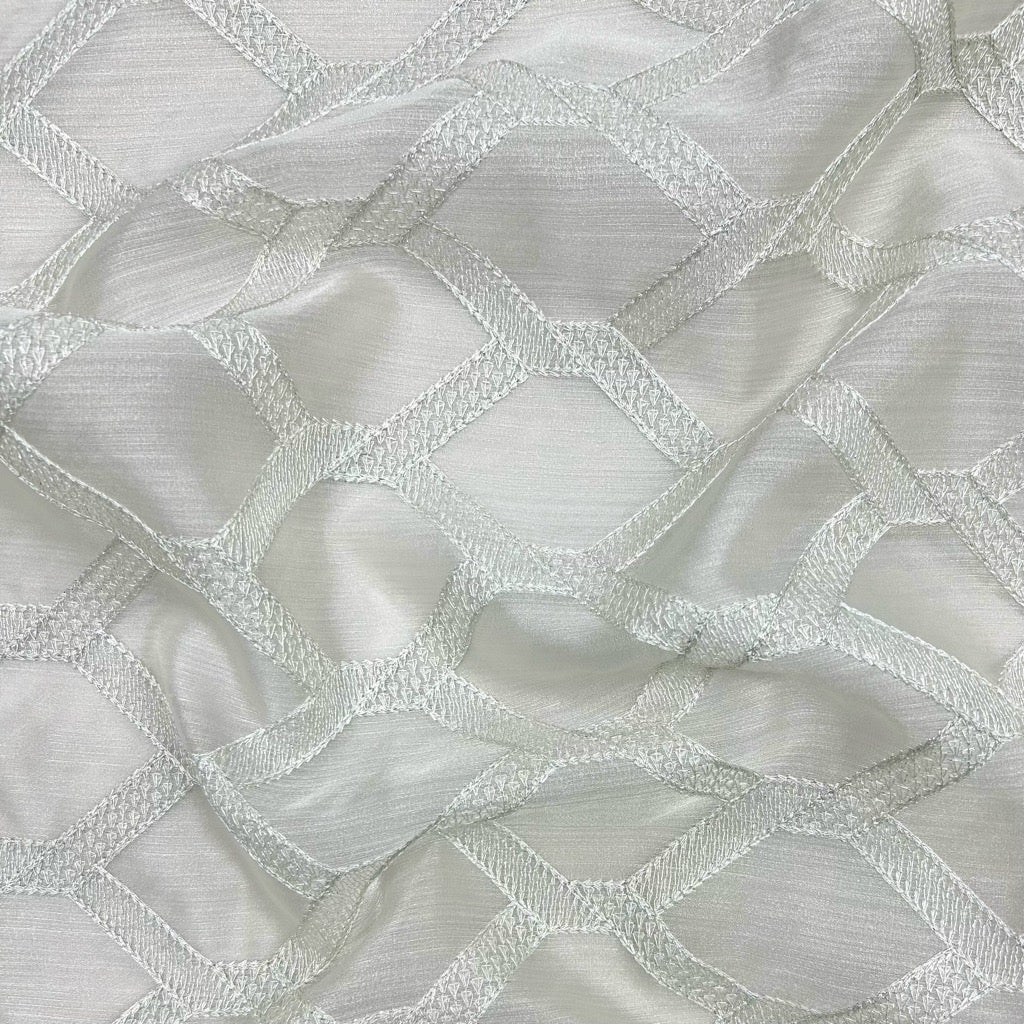 Checkered Embroidery Curtain Voile Fabric