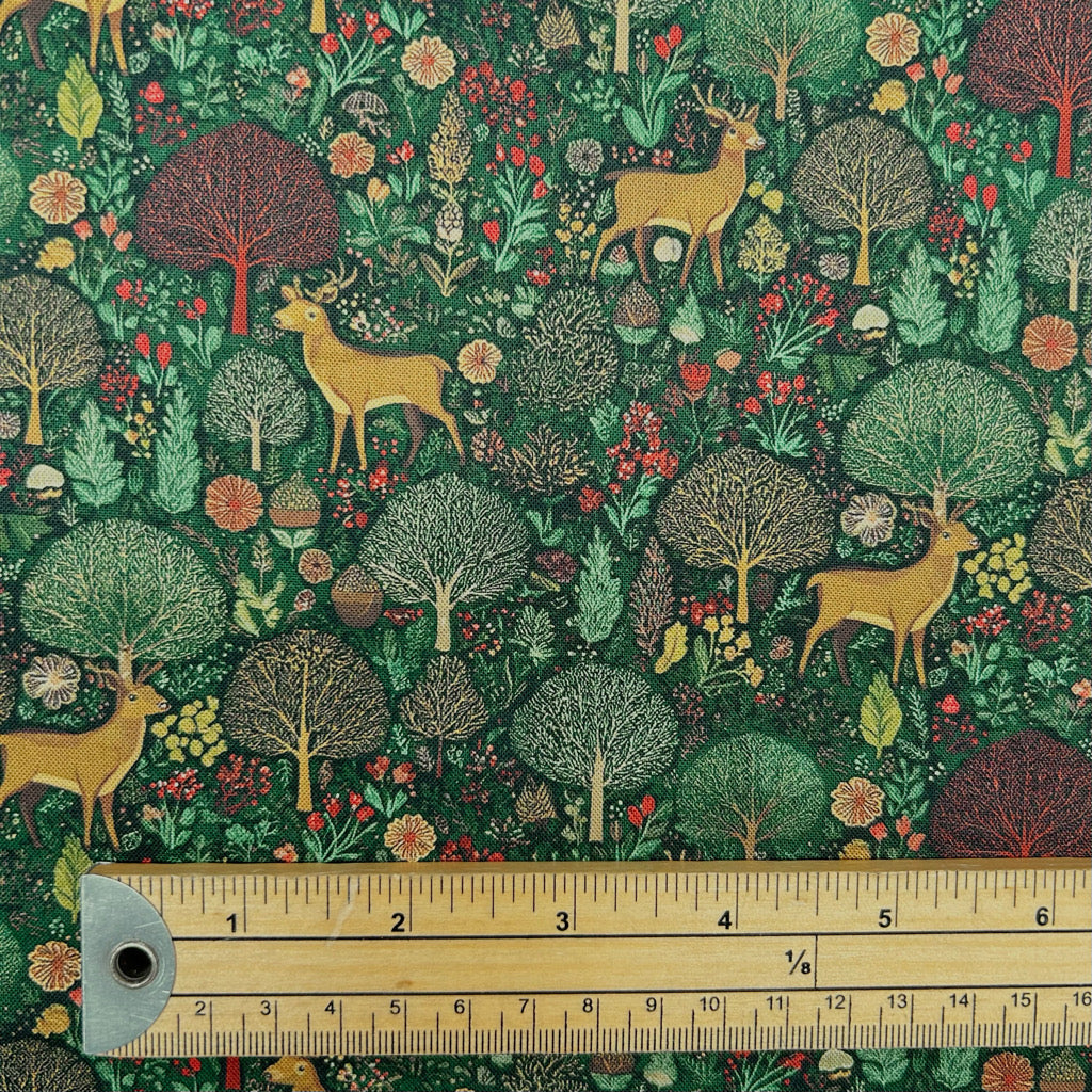 Deer Forest Christmas Cotton Fabric