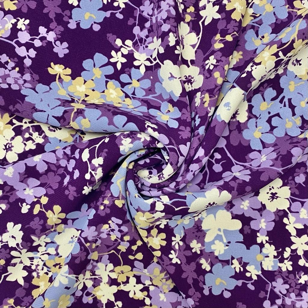 Blossoming Flowers Polyester Crepe Fabric - Pound Fabrics