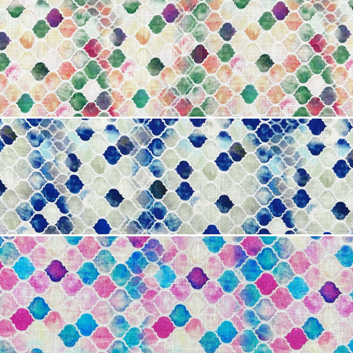 Abstract Tiles Linen Viscose Fabric