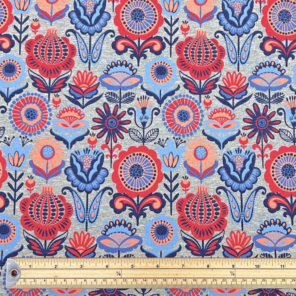 Retro Floral Melange French Terry Fabric - Pound Fabrics