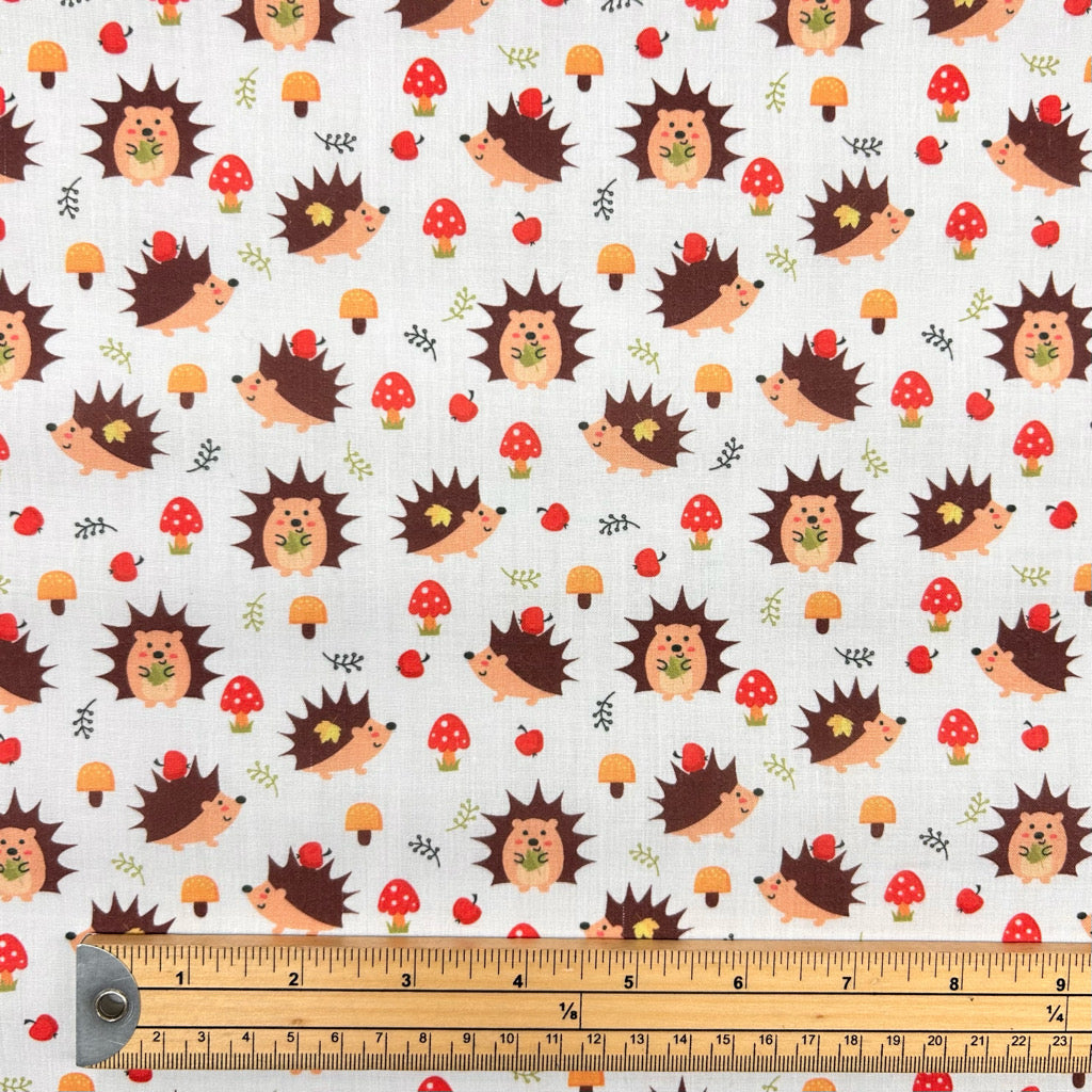 Autumn Hedgehog Polycotton Fabric