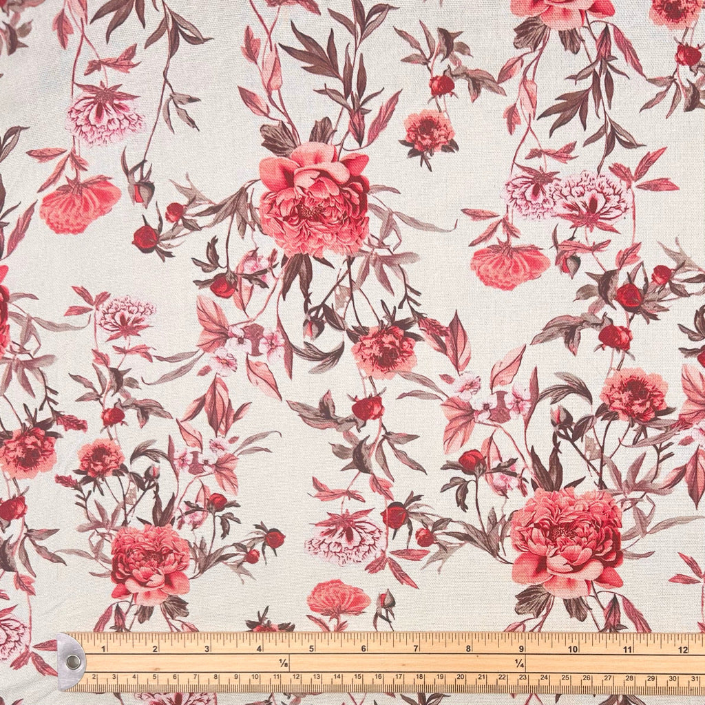 Roses in Bloom Linen Blend Fabric