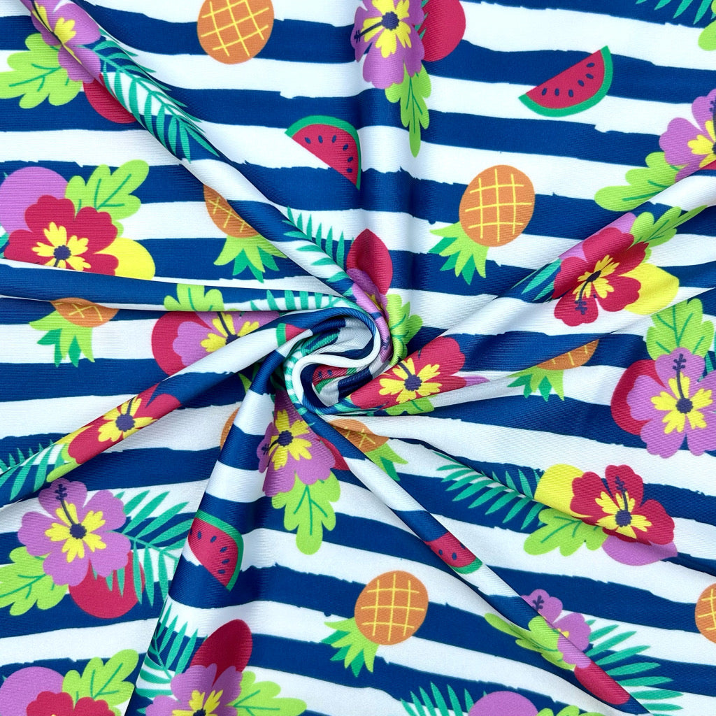 Tropical Stripe Swimwear Jersey Fabric