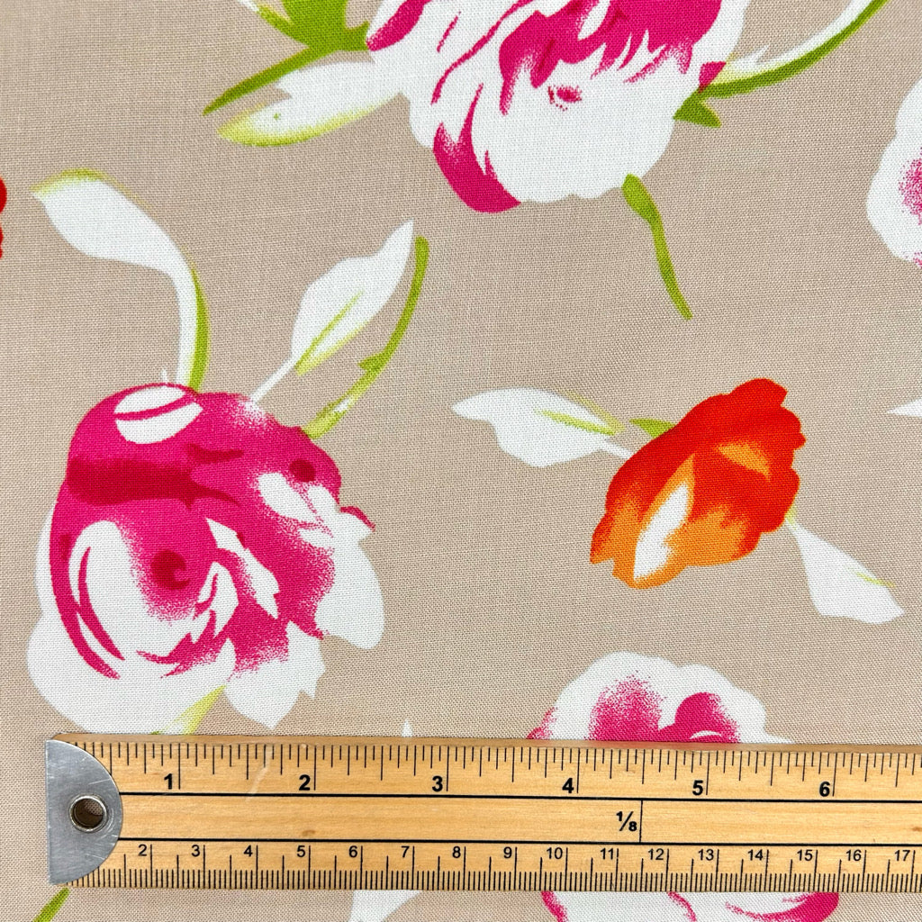 Country Roses Viscose Challis Fabric