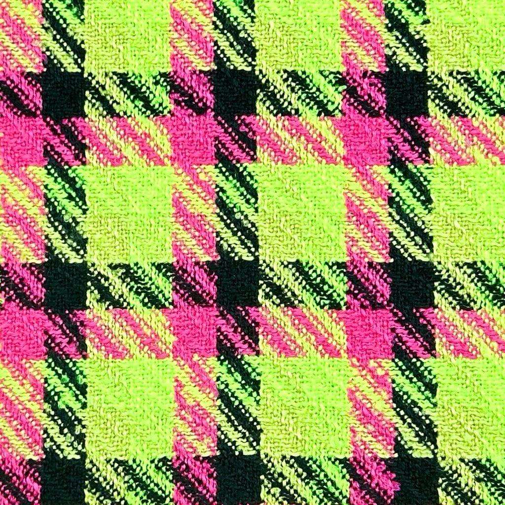 Neon Checkered Boucle Fabric - Pound Fabrics