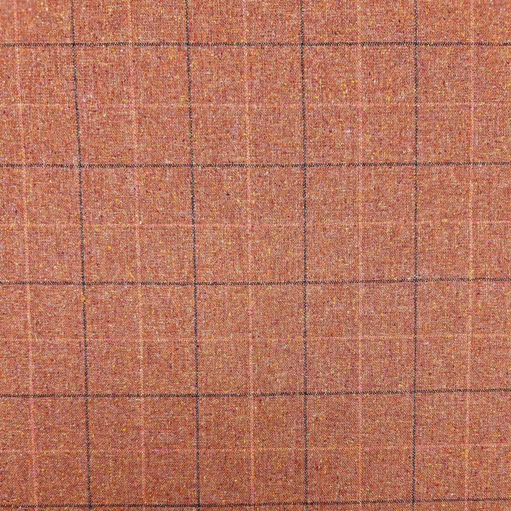 Vintage Check Wool Linen Blend Fabric