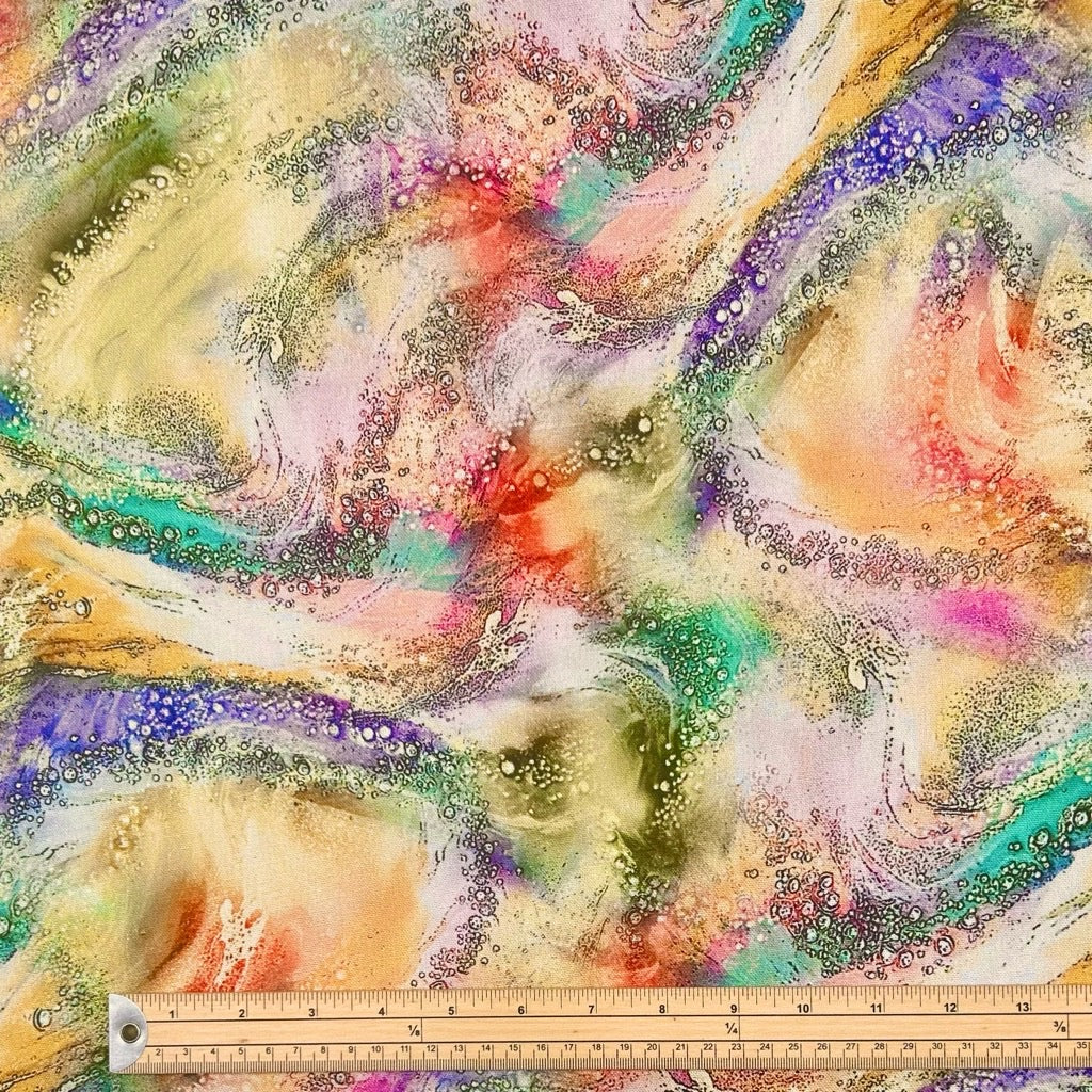 Colourful Waves Linen Blend Fabric