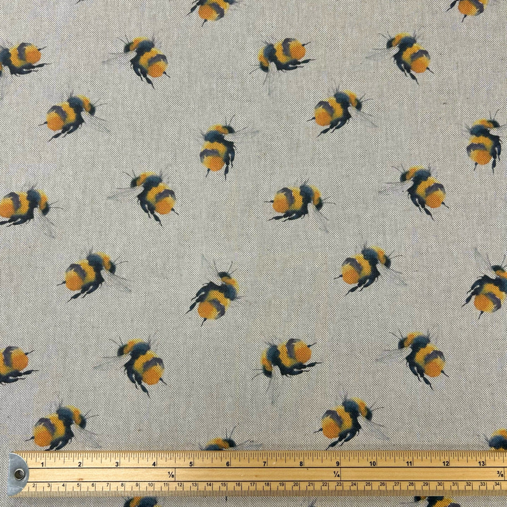 Bumblebees Digital Linen Look Polycotton Fabric