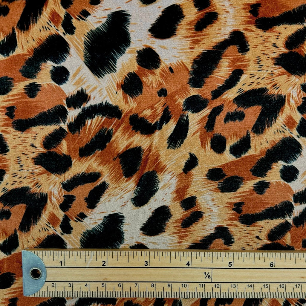 Safari Leopard Stretch Velvet Fabric
