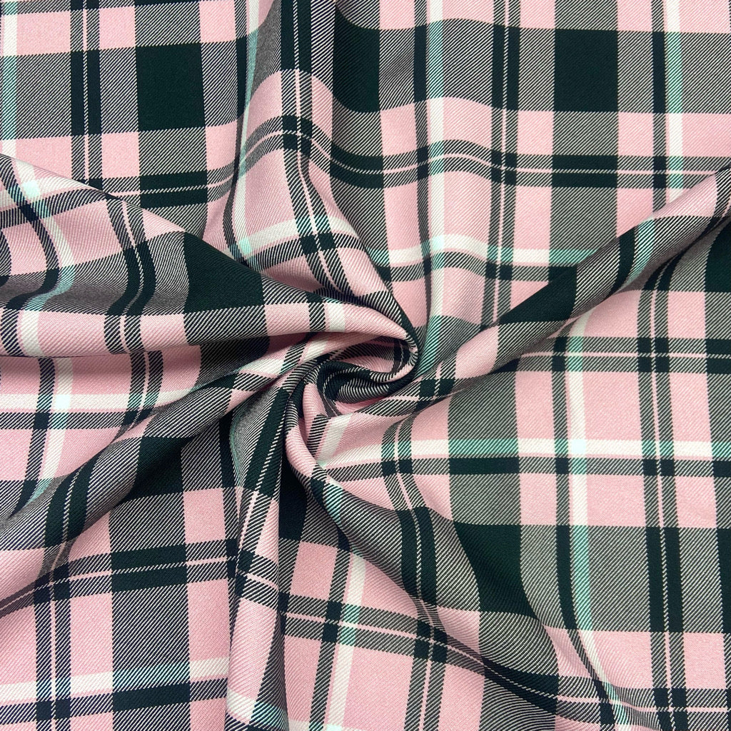 Pink Checkered Suiting Fabric