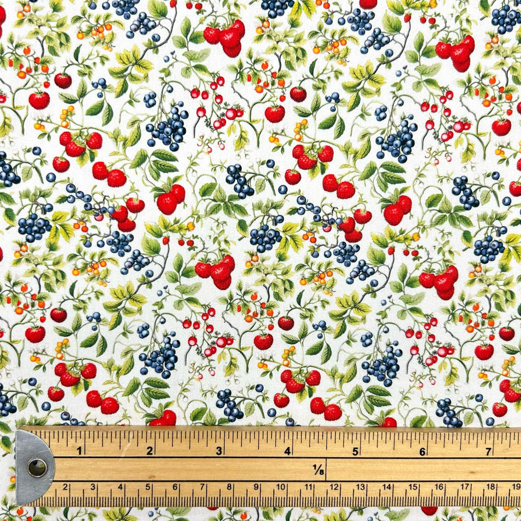 Berry Vine Rose & Hubble Cotton Poplin Fabric