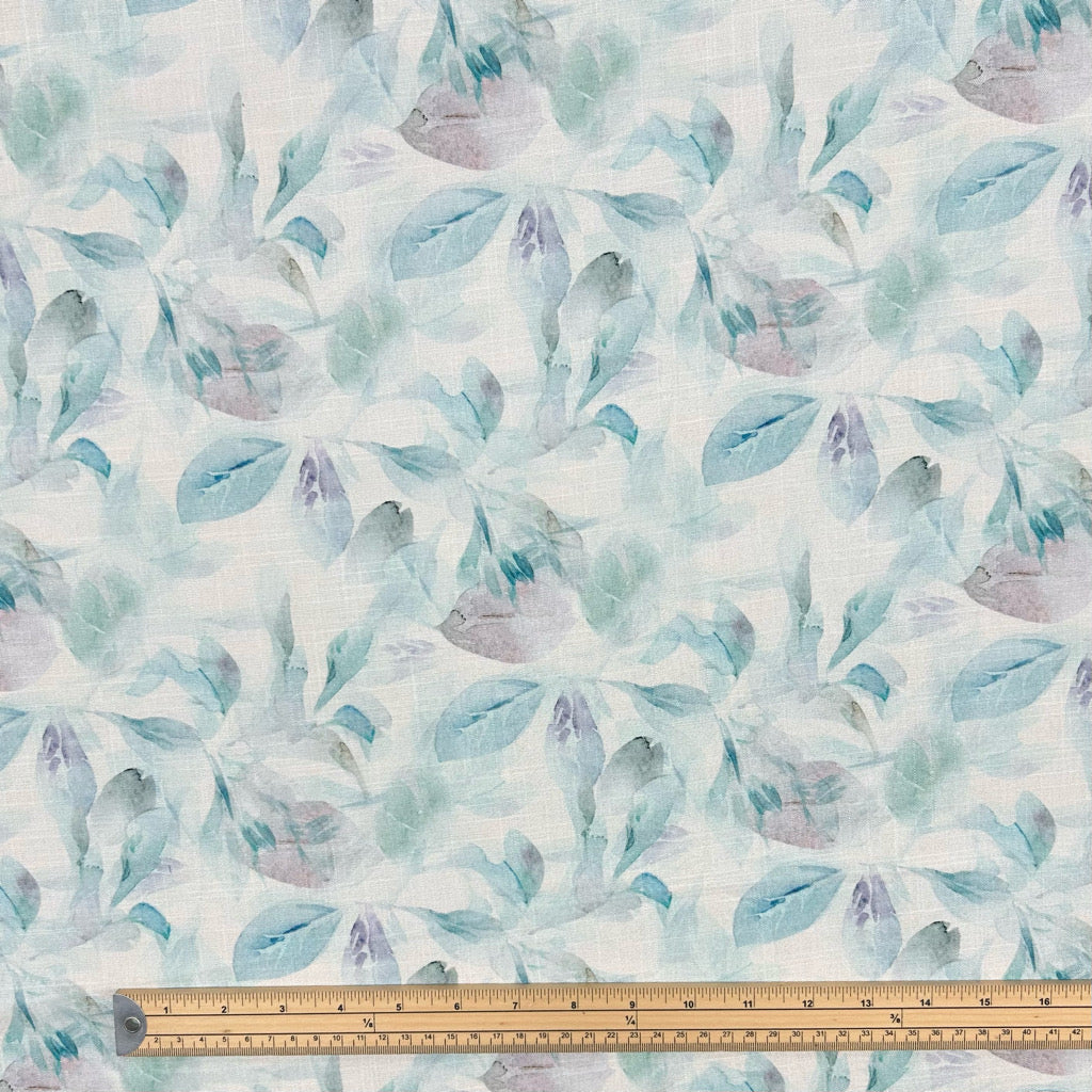 Serene Leaves Linen Look Viscose Fabric
