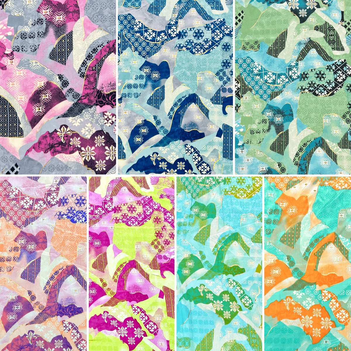 Mixed Panels Silky Polyester Fabric