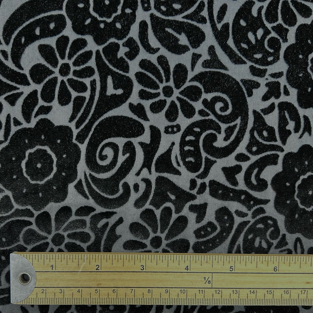 Shadow Floral on Black Burnout Velour Fabric