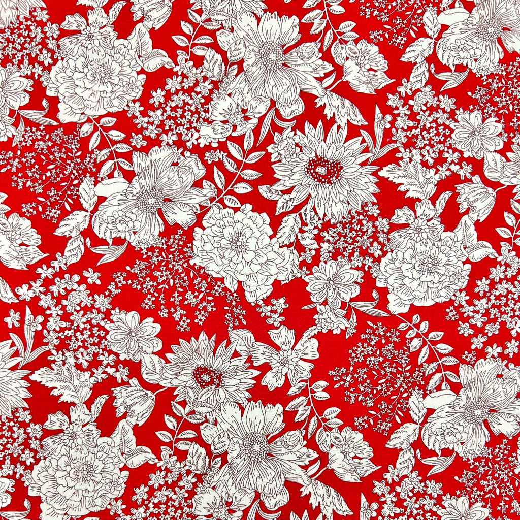 Vintage Wildflowers Rose & Hubble Cotton Poplin Fabric