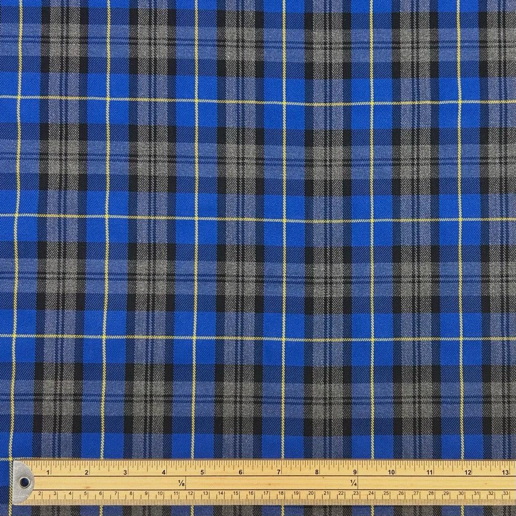 Royal Blue Checkered PolyViscose Tartan Fabric - Pound Fabrics