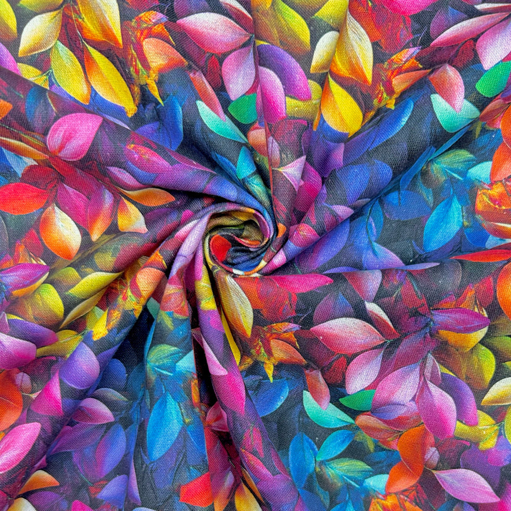 Rainbow Leaves Cotton Fabric
