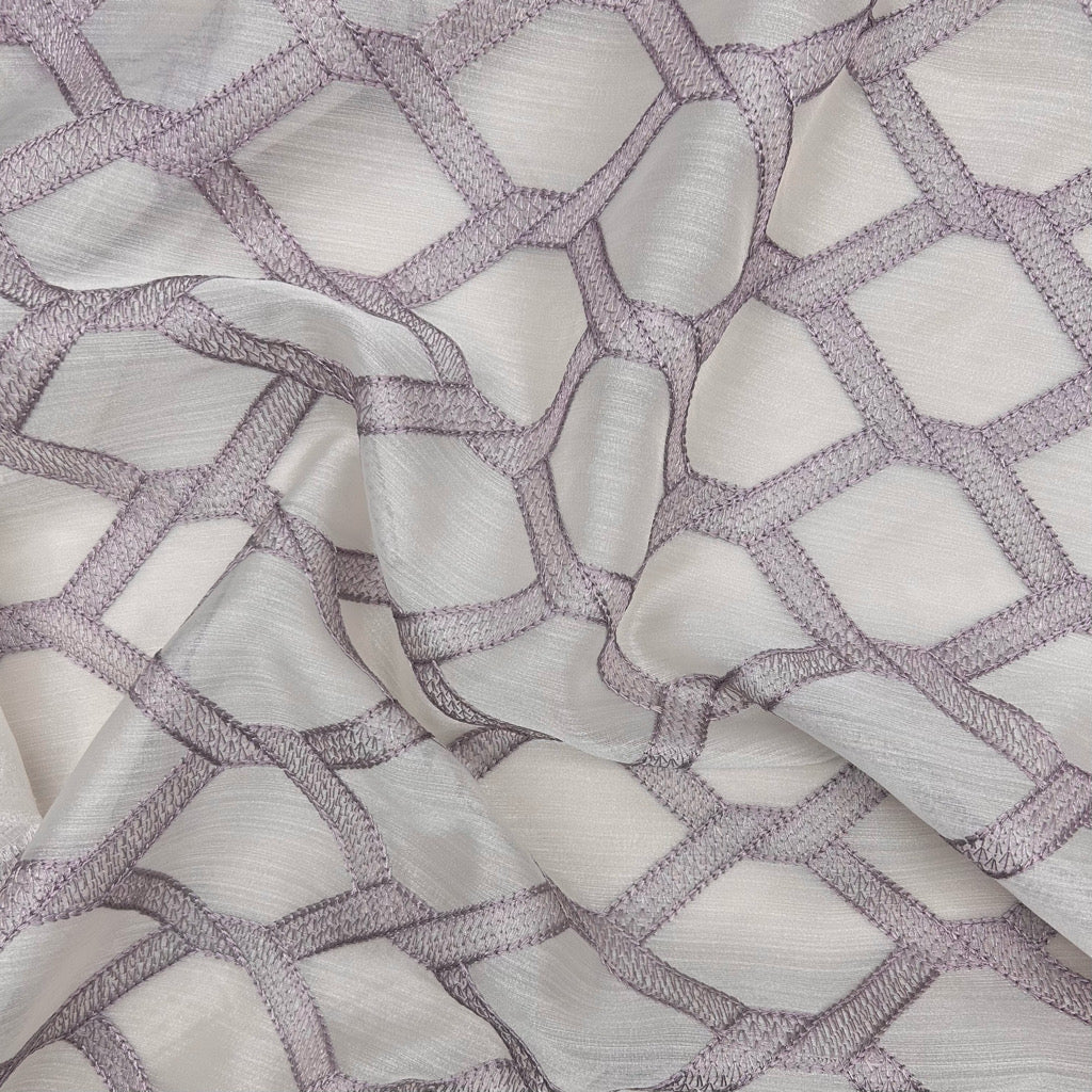 Checkered Embroidery Curtain Voile Fabric