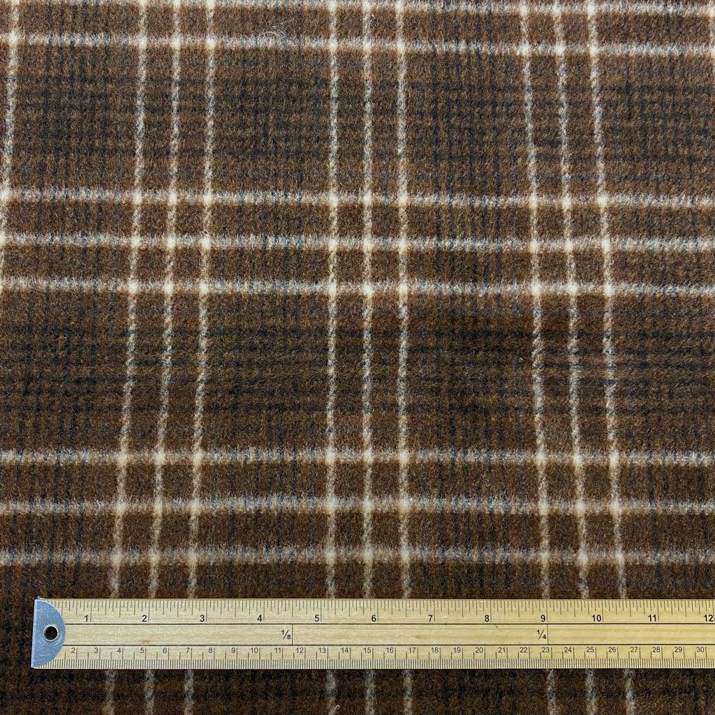 Brown Checkered Wool Blend Fabric - 2 metres for £9.95 #12 - Pound Fabrics