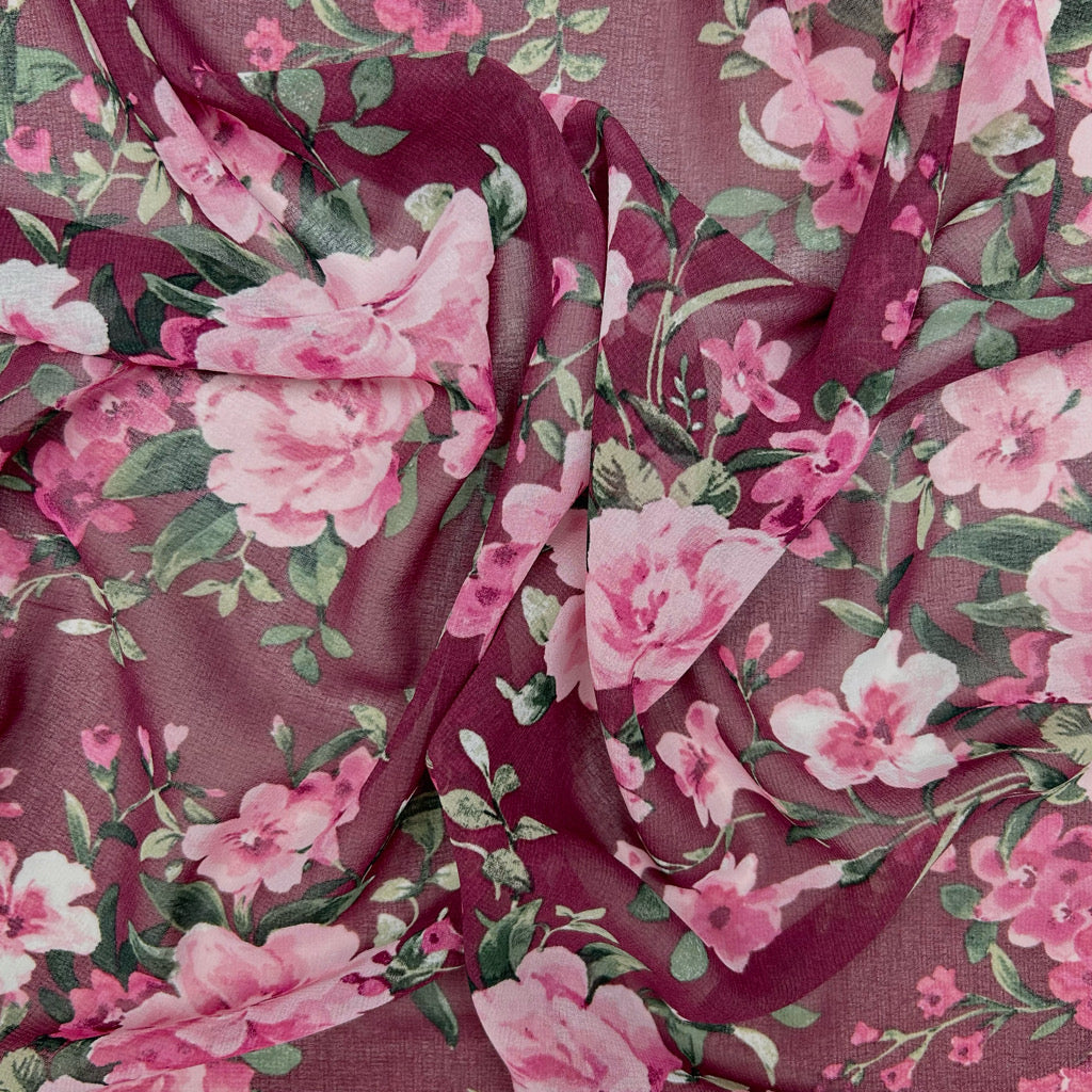 Dusty Blossom Chiffon Fabric