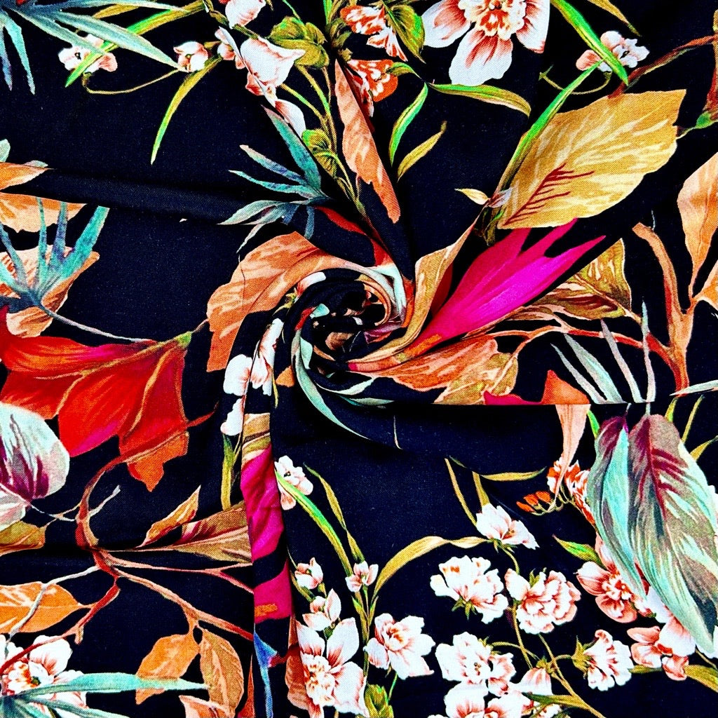Floral Escape Viscose Challis Fabric